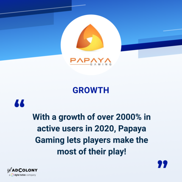 Papaya Gaming saw growth of over 2000% in active users in 2020.